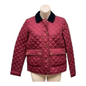 J Crew Sz XXS Red Quilted Barn Chore Jacket Down Fill Preppy Classic Equestrian